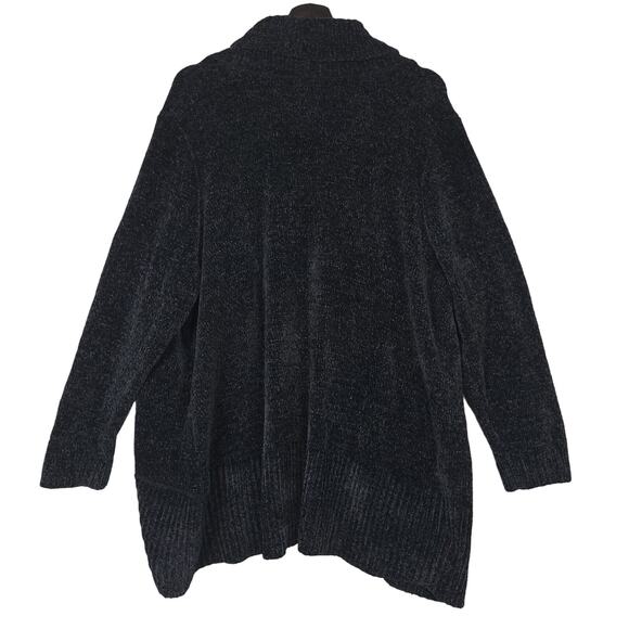 Catherines Women's Polyester Cardigan Sz 2X Open Front Mock Neck Ribbed Black - Picture 5 of 8
